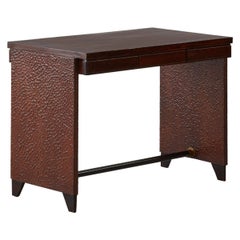 Mahogany Writing Desk with Hammered Wood Sides, Italy, 1940s