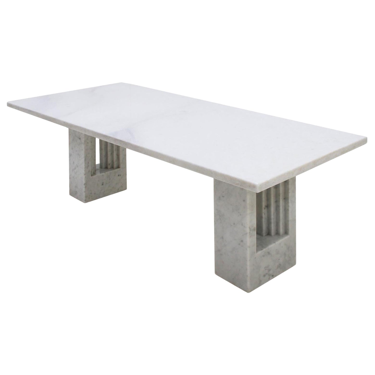Mid-Century Mod Delfi White Marble Dining Table by Carlo Scarpa & Marcel Breuer