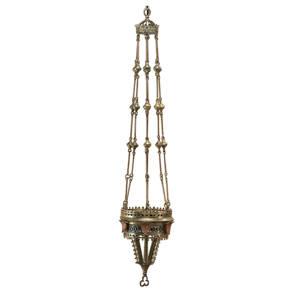 Brûleur d'encens gothique en bronze du 19ème siècle ~ Lustre