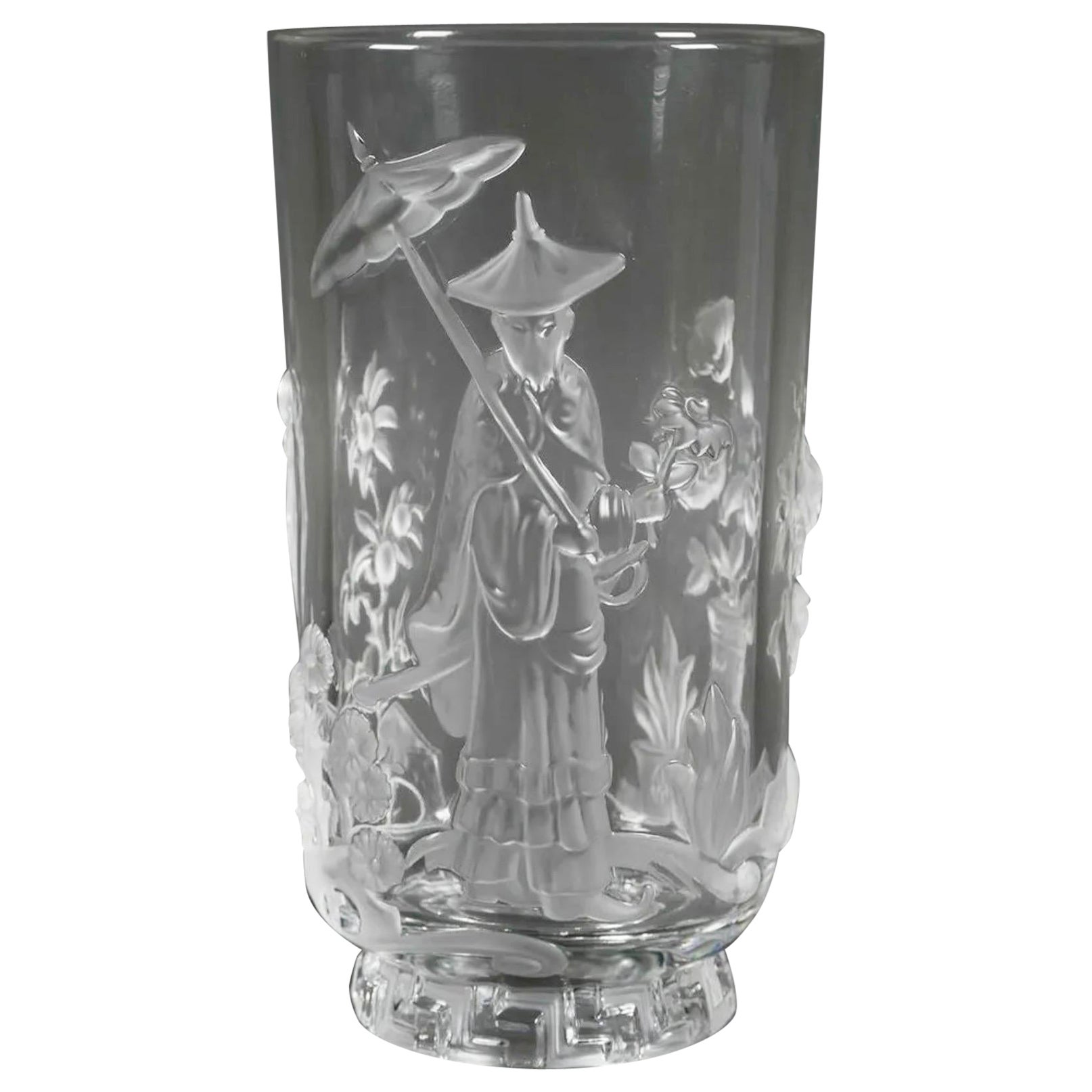 Wonderful Pair Verlys Art Glass Mandarin Chinoiserie Oriental Vases  For Sale