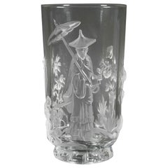 Wonderful Pair Verlys Art Glass Mandarin Chinoiserie Oriental Vases 