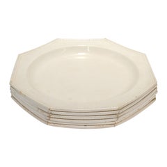 Set of 6 Antique French Creamware Octagonal Plates by Montereau
