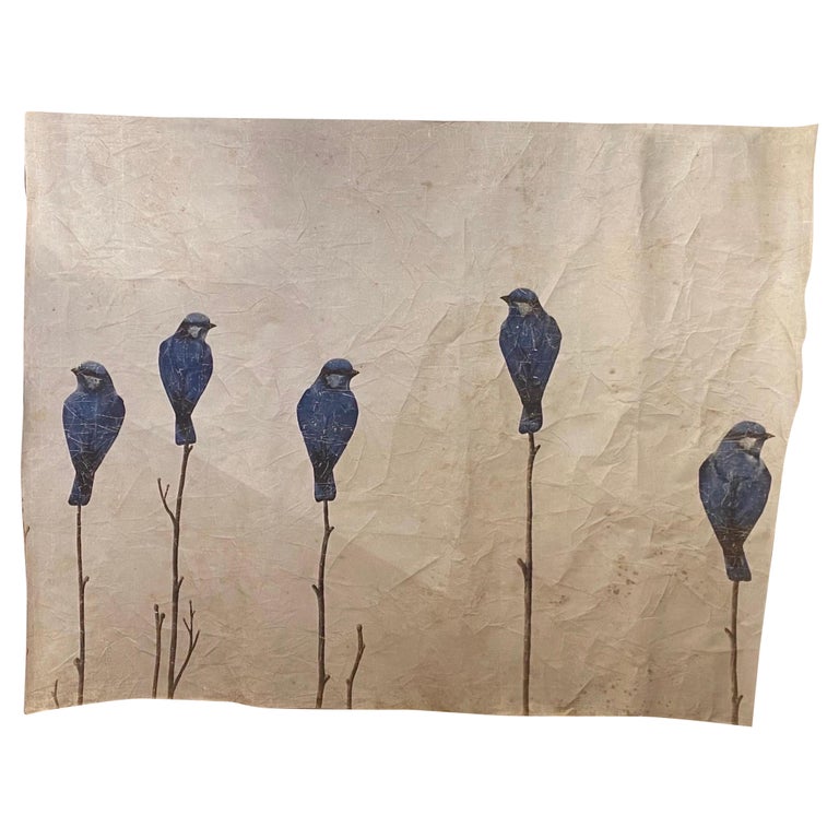 Decorative Limited Edition French Wallpaper Panels of Birds For Sale