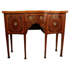 Small Antique English Satinwood Inlaid Mahogany Serpentine Sideboard, circa 1860