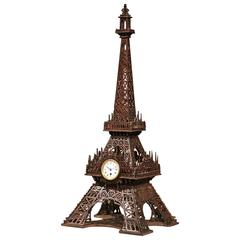 19th Century, French Wood Carved Eiffel Tower with Clock in Working Condition 4