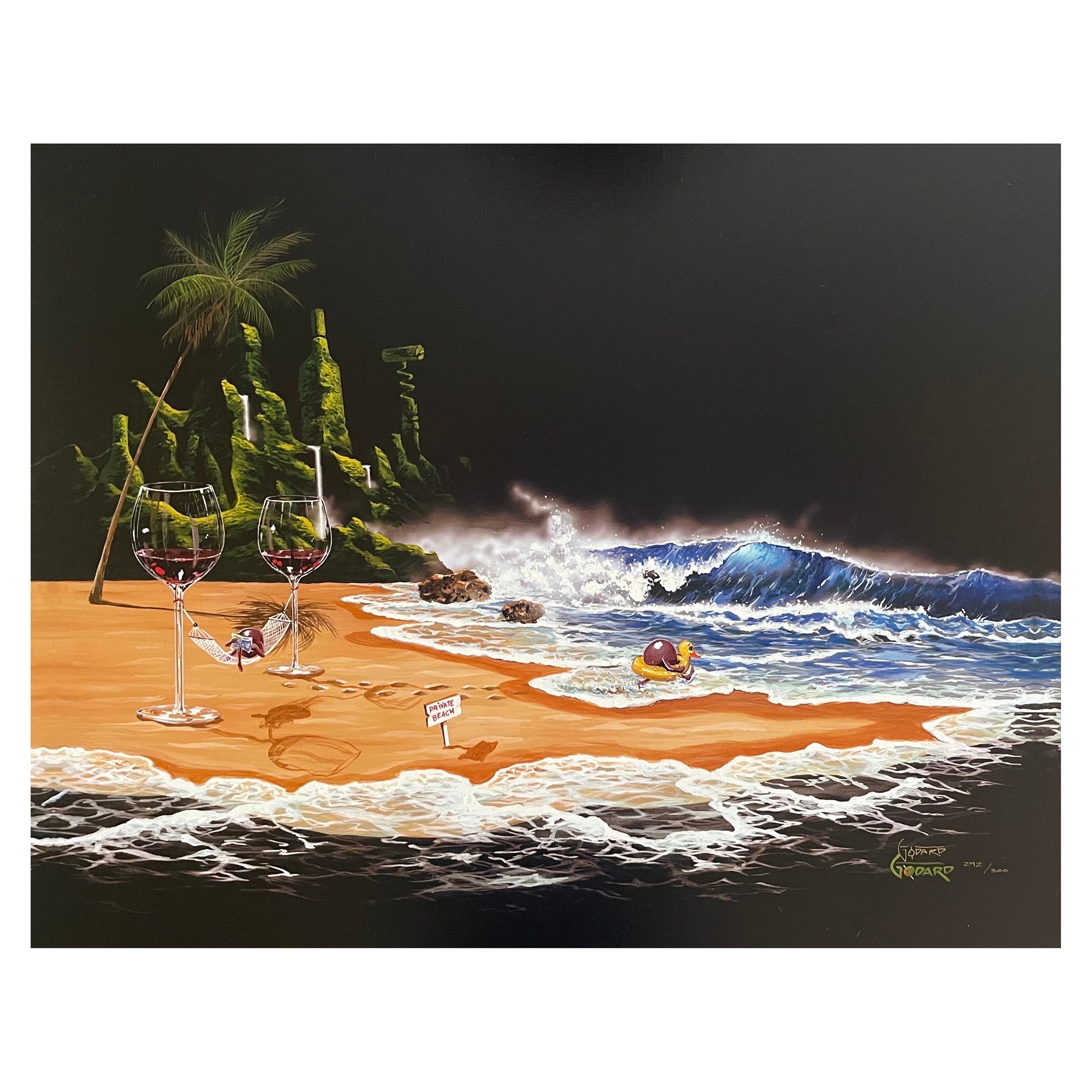 Large Signed Limited Edition Giclee Entiltled "Paradise" by Michael Godard For Sale