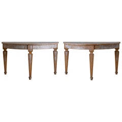 Pair of 19th Century Transitional Gustavian Demi Lune Tables