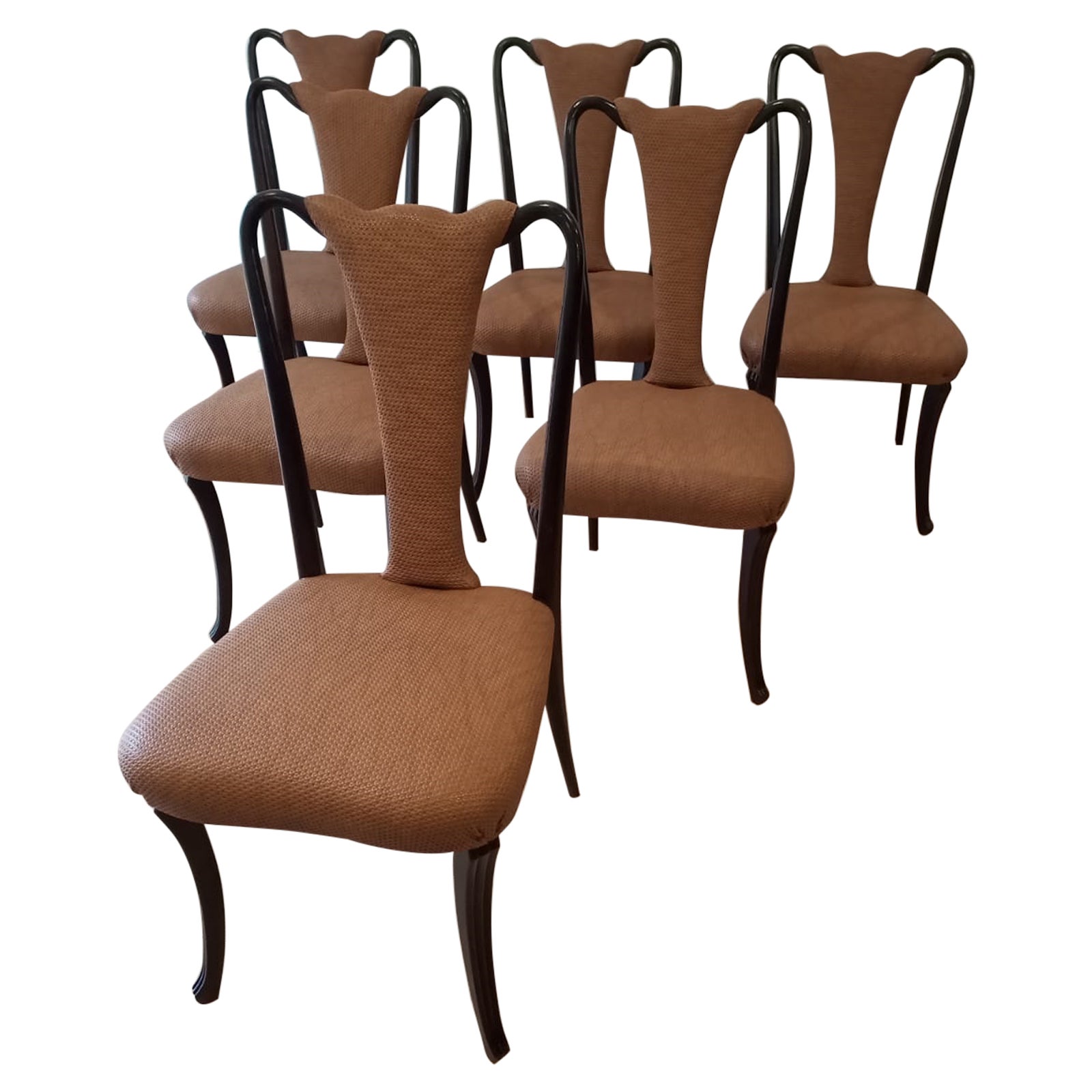 Six Mid 20th Century Vittorio Dassi Chairs Mid-Century Modern Leather Classical For Sale