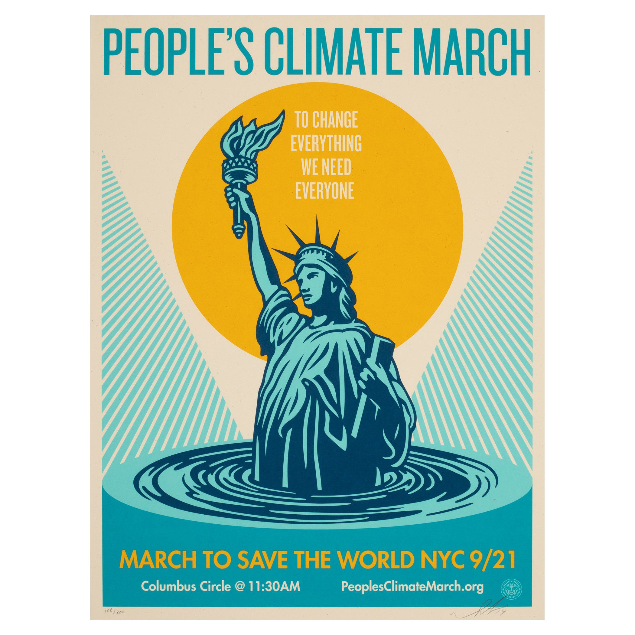 « People's Climate March 2014 Protest » Impression en édition limitée signée, Shepard Fairey