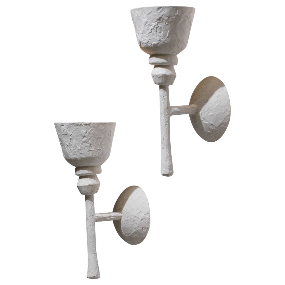 Pair of Big Sconces in Modern Plaster in the Style of Giacometti G170