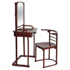 Antique Josef Hoffmann Fledermaus Vanity and Chair for J & J Kohn, Austria, 1905