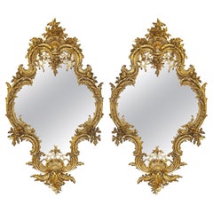 Large Pair 19th Century Gilded Mirrors