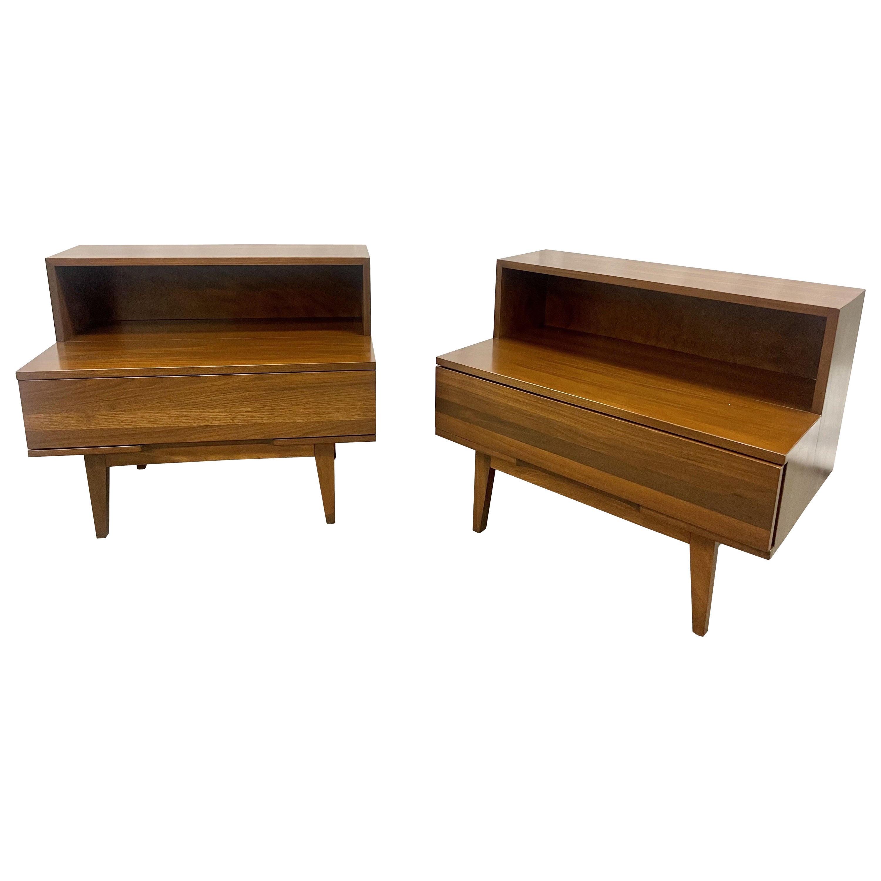 Pair Mid-Century Modern Step End Tables/Nightstands, Nakashima Style, American For Sale