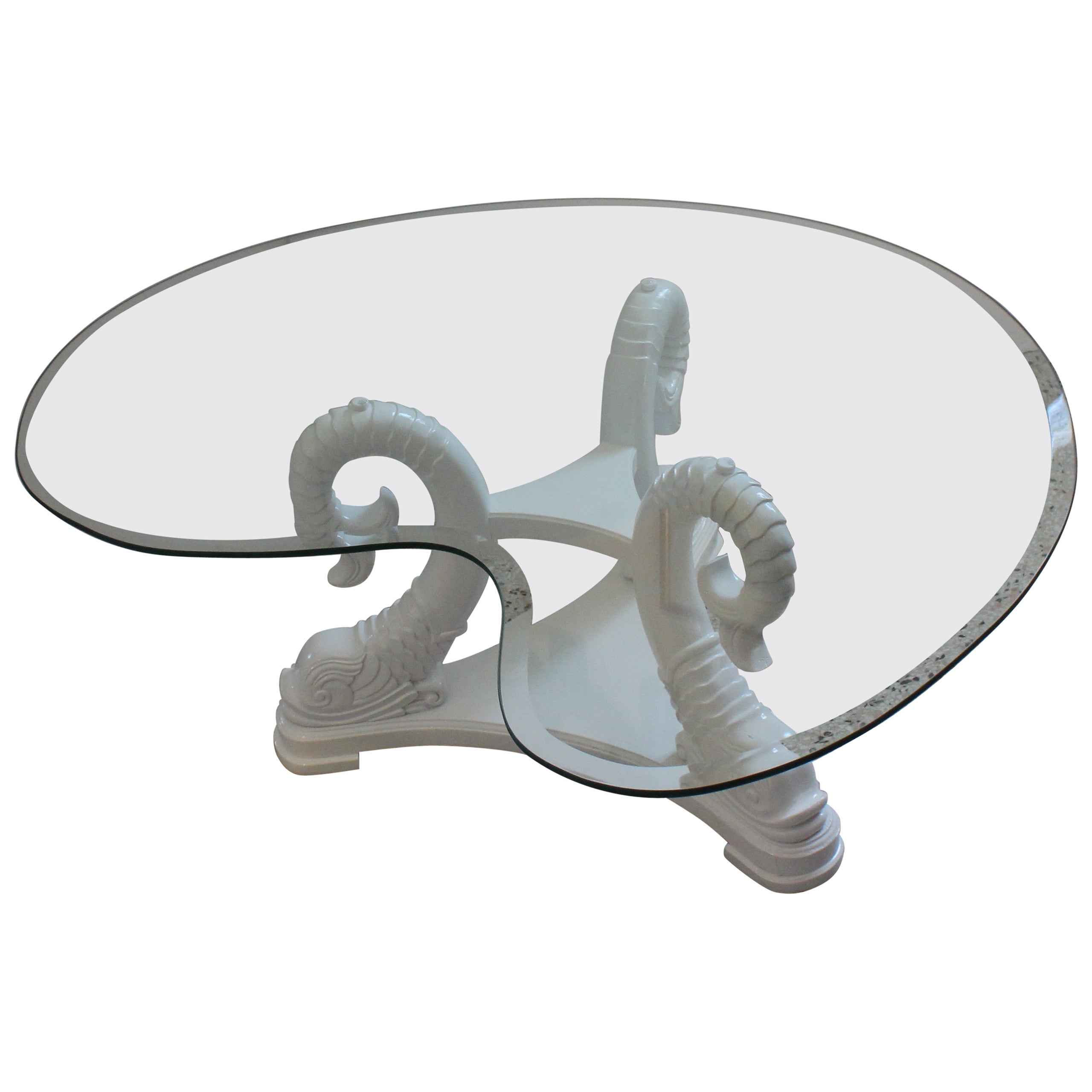 White Lacqured Koi Fish Cocktail Table For Sale