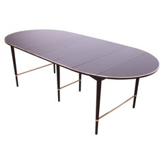 Retro Paul McCobb Connoisseur Collection Black Lacquered and Brass Dining Table