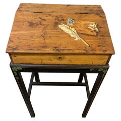 English Trompe I'oeil Painted Lap Desk on Stand