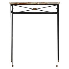 20th Century Black French Art Deco Antique Slim Marble, Bronze Console Table