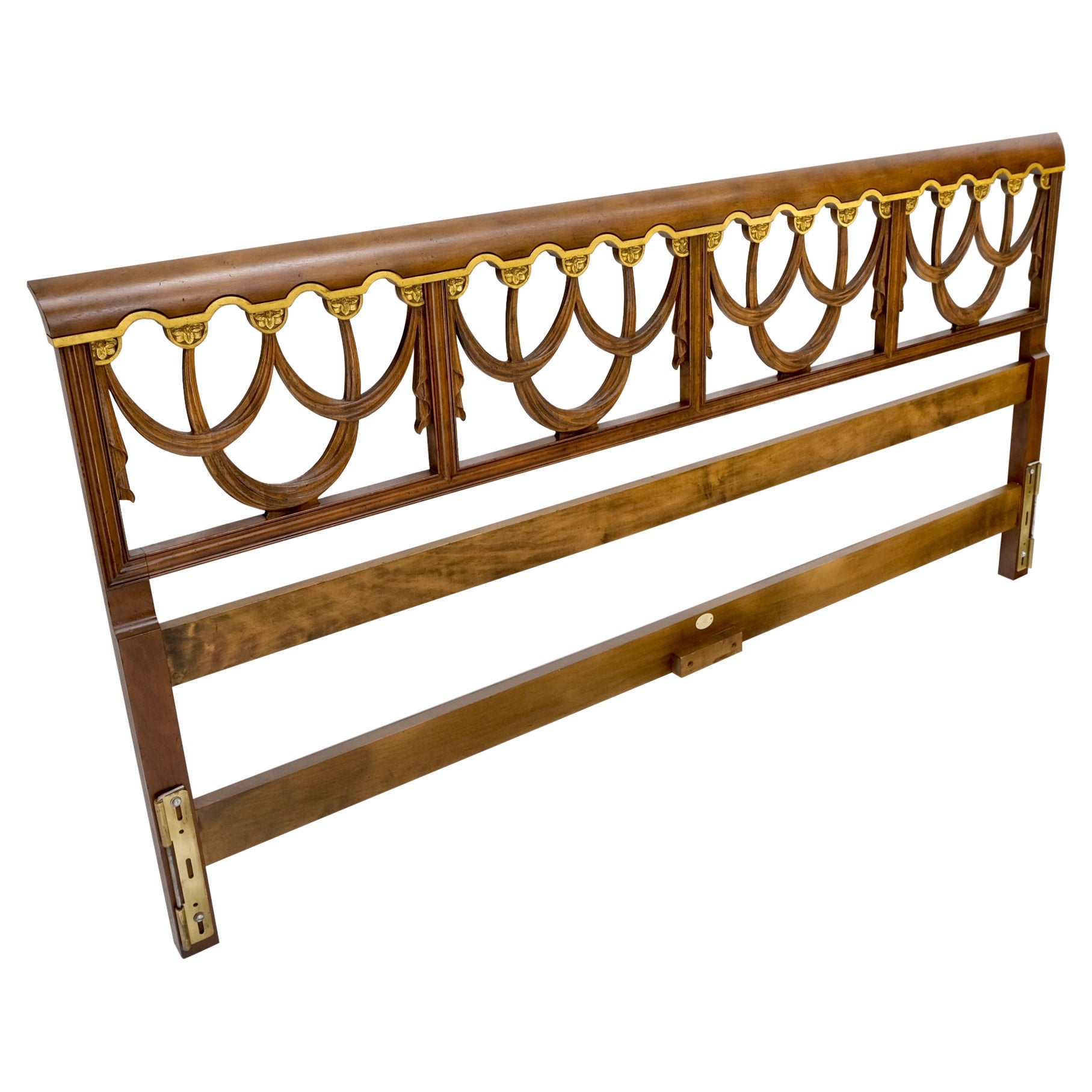 Baker Hollywood Regency Carved King Size Headboard Gold Gilt Accents Headboard