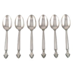 Six Georg Jensen Acanthus Spoons in Sterling Silver