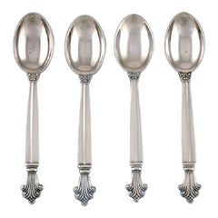Four Georg Jensen Acanthus Coffee Spoons in Sterling Silver