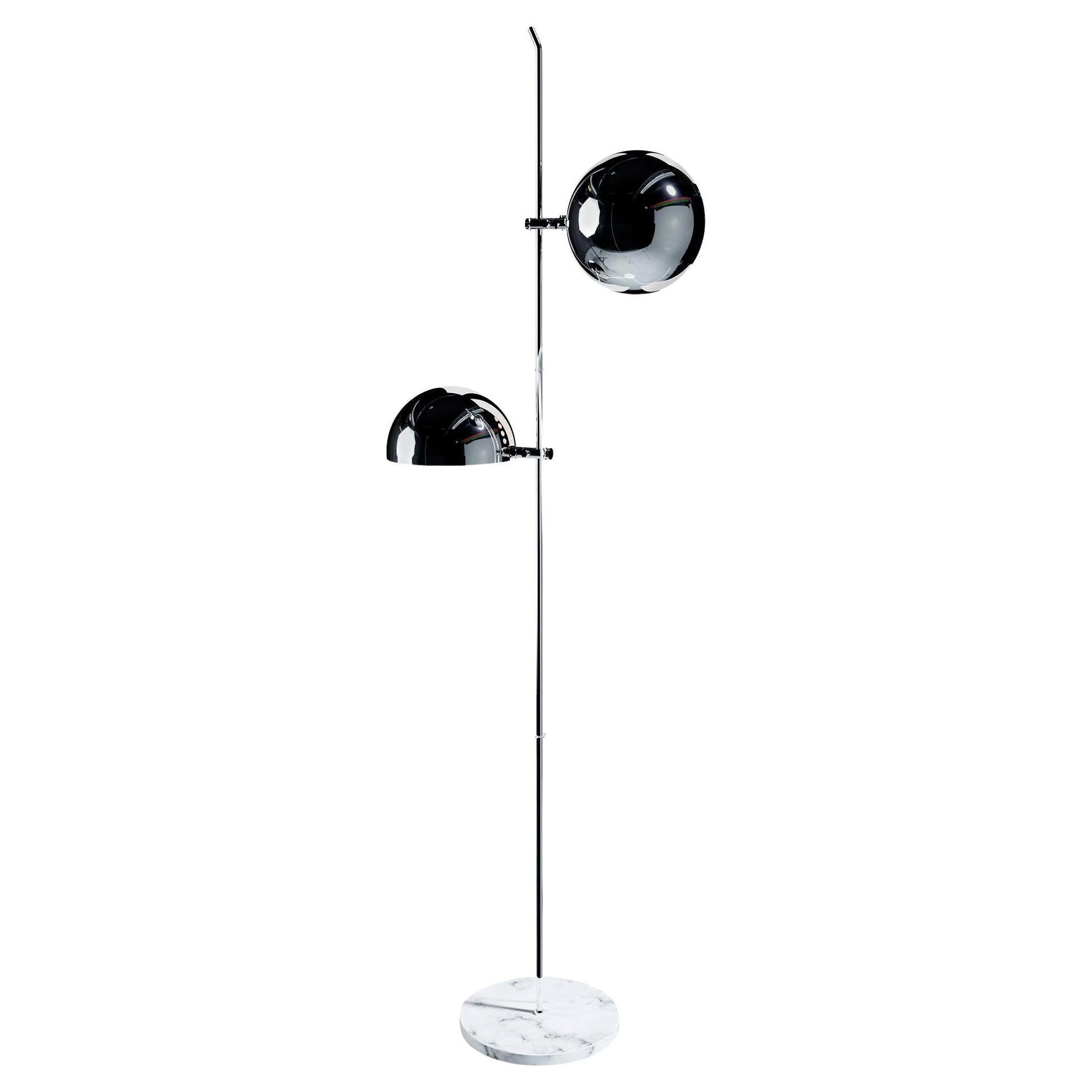 Stehlampe „A23“ aus Chrom und Marmor von Alain Richard für Disderot im Angebot