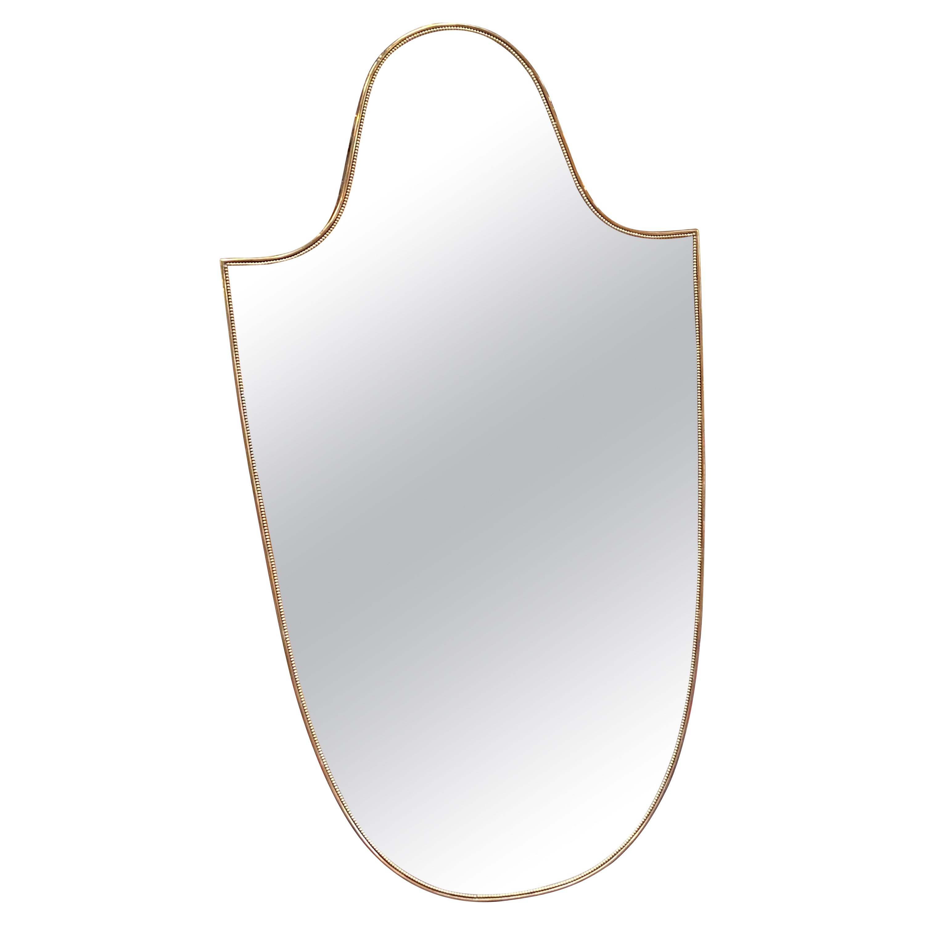 1970 Mid Century Italian Brass Wall Mirror For Sale
