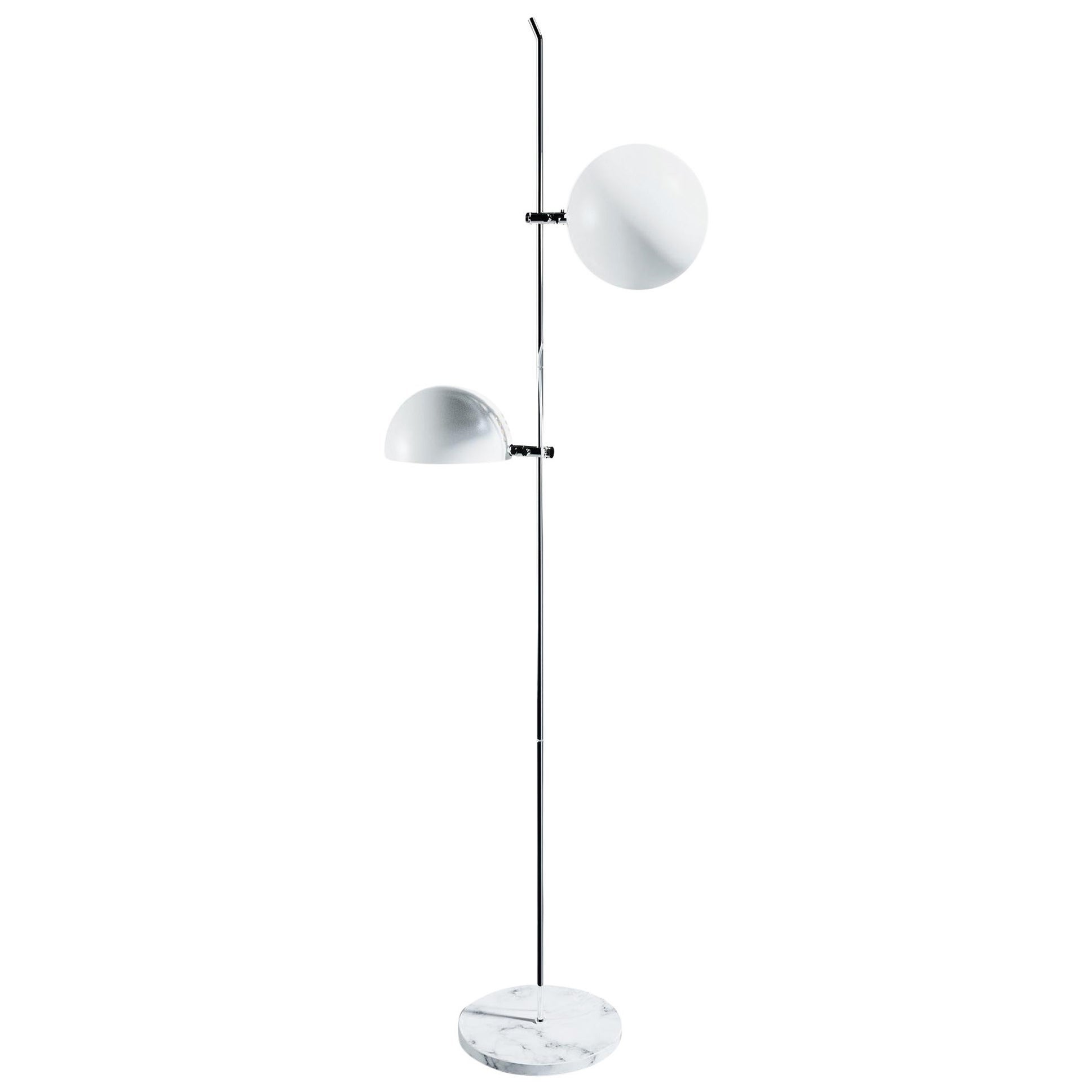 Stehlampe „A23“ aus Metall und Marmor von Alain Richard für Disderot in Weiß