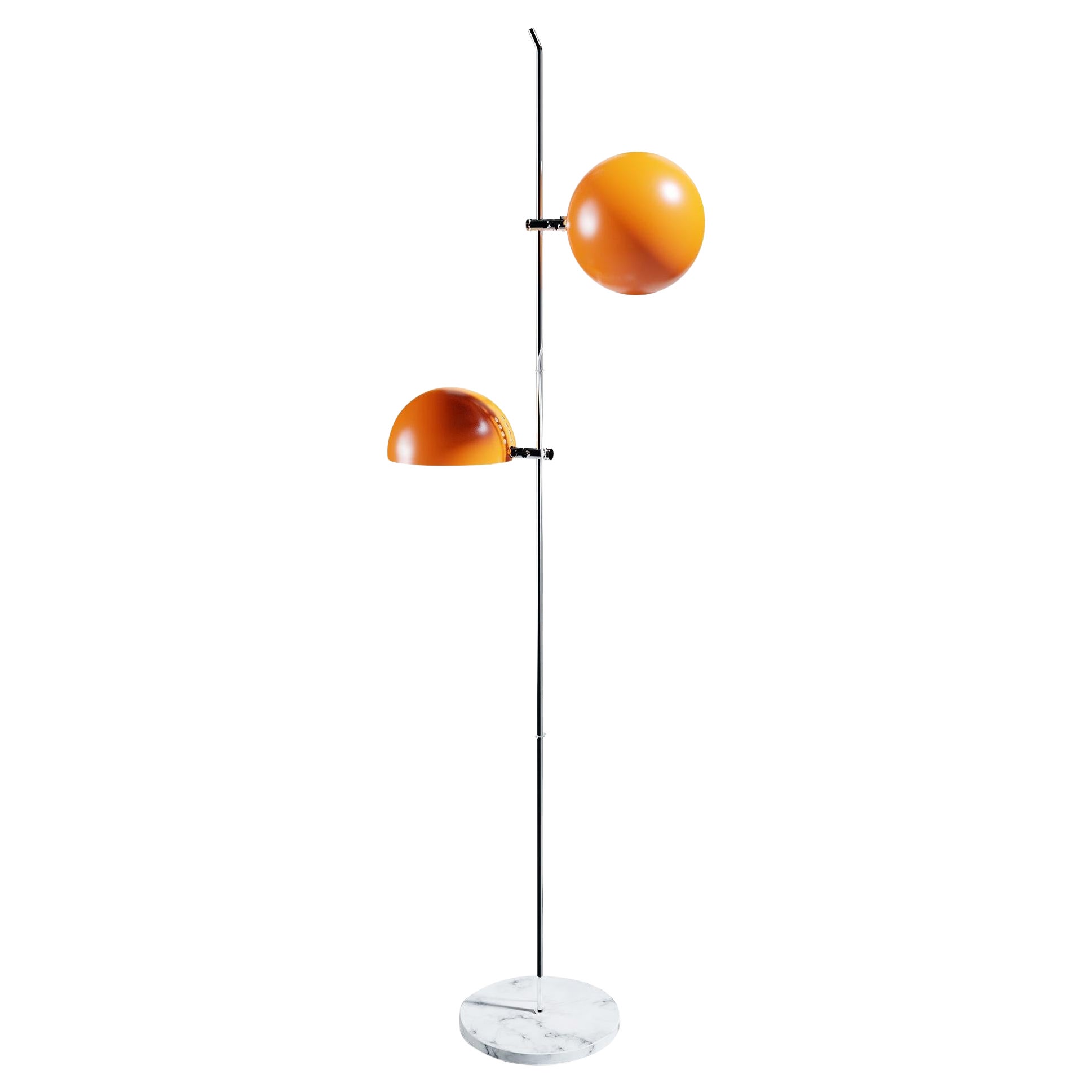 Stehlampe „A23“ aus Metall und Marmor von Alain Richard für Disderot in Orange im Angebot