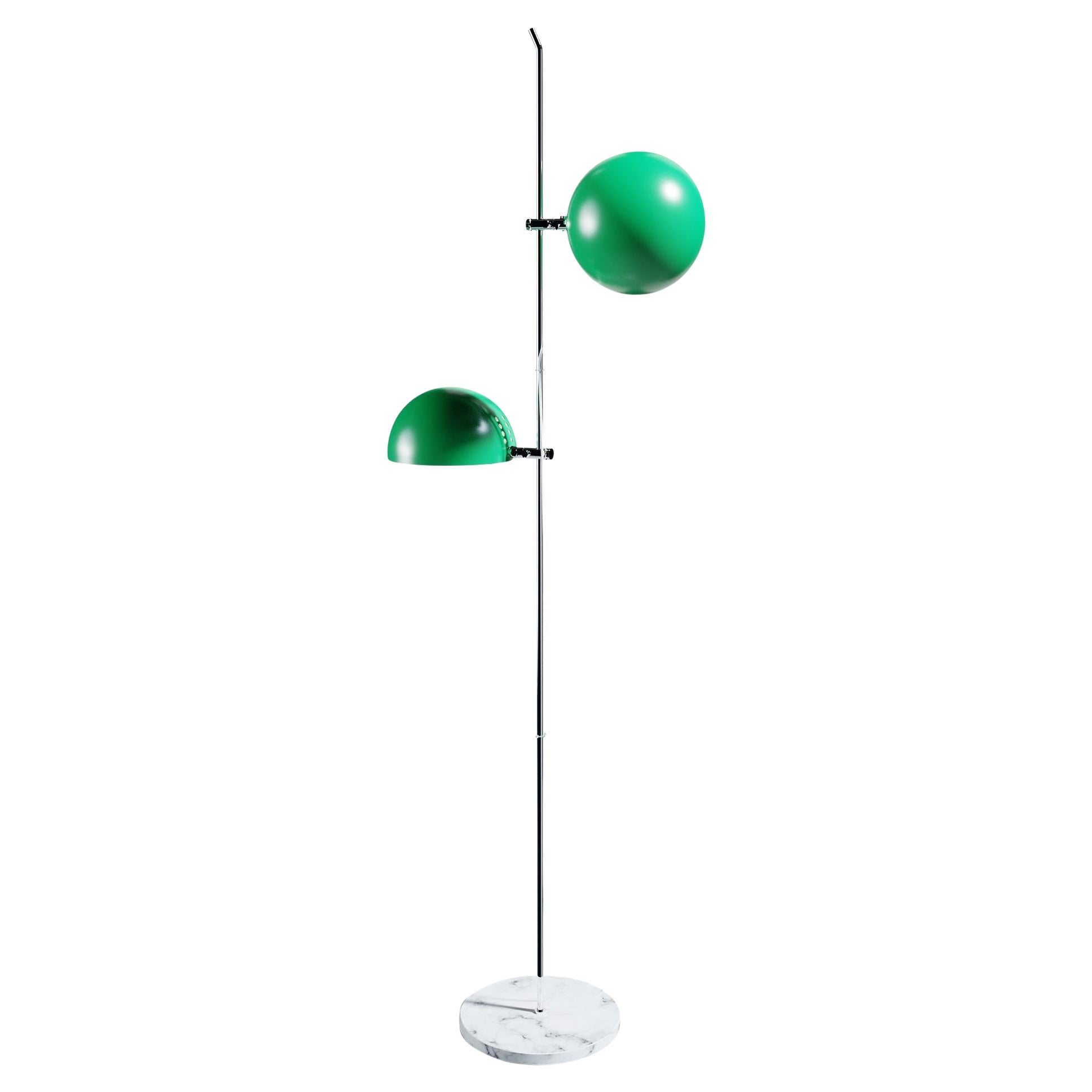 Stehlampe „A23“ aus Metall und Marmor von Alain Richard für Disderot in Grün