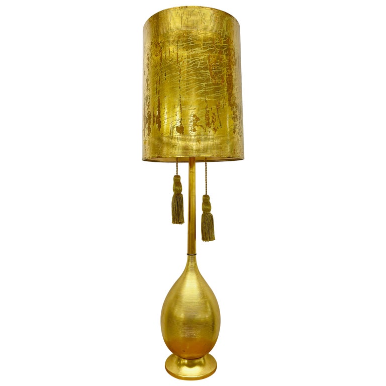 Hollywood Regency Gilt Metal Bottle Lamp For Sale at 1stDibs