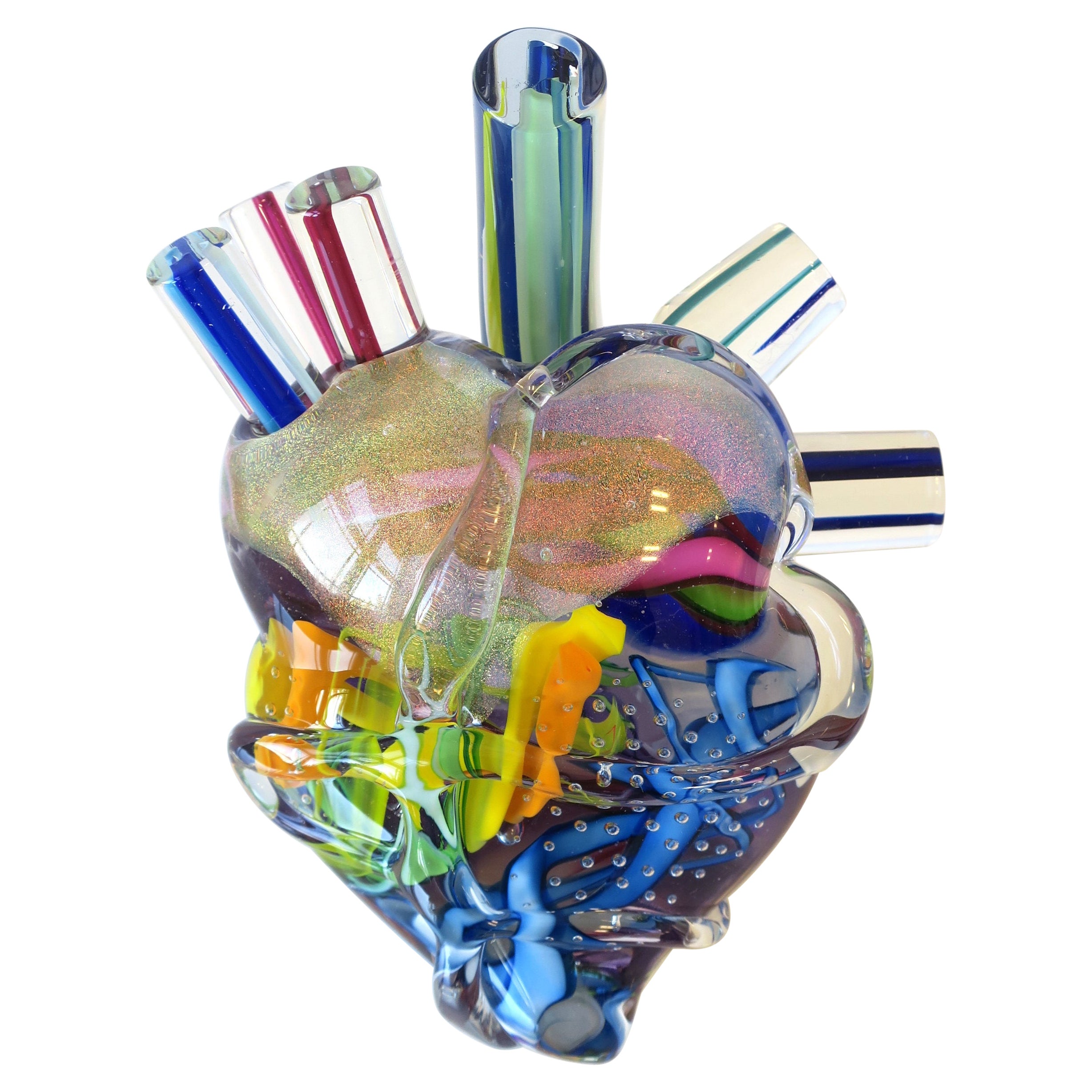 Heart of Glass Human Heart Art Glass Sculpture Signed by Artist