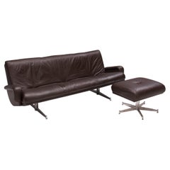 Howard Keith Vintage Sofa & Fußhocker aus braunem Leder