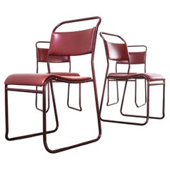 1950s Pel Tubular Metal Upholstered Dining Chairs, Set of Four