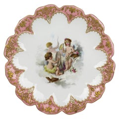 Royal Worcester Rose Pompadour Putti Cabinet Plate
