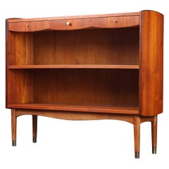 Narrow Danish Teak Bookcase with Dipped Drawers