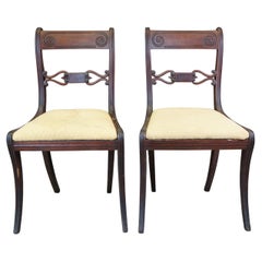 2 Antique Mahogany Duncan Phyfe Klismos Side Accent Dining Chairs