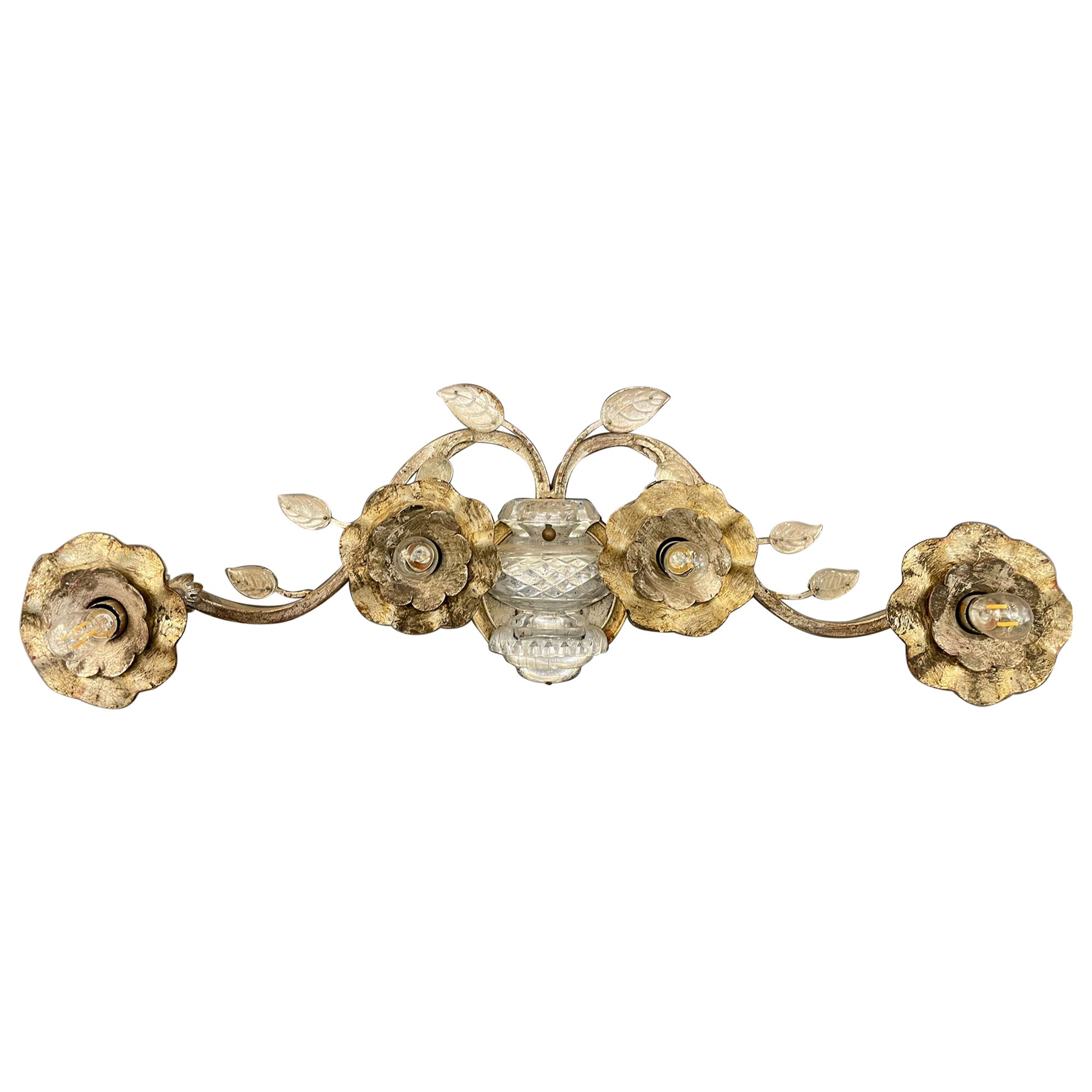 Large Glass Sconce in the Style of Maison Bagues For Sale