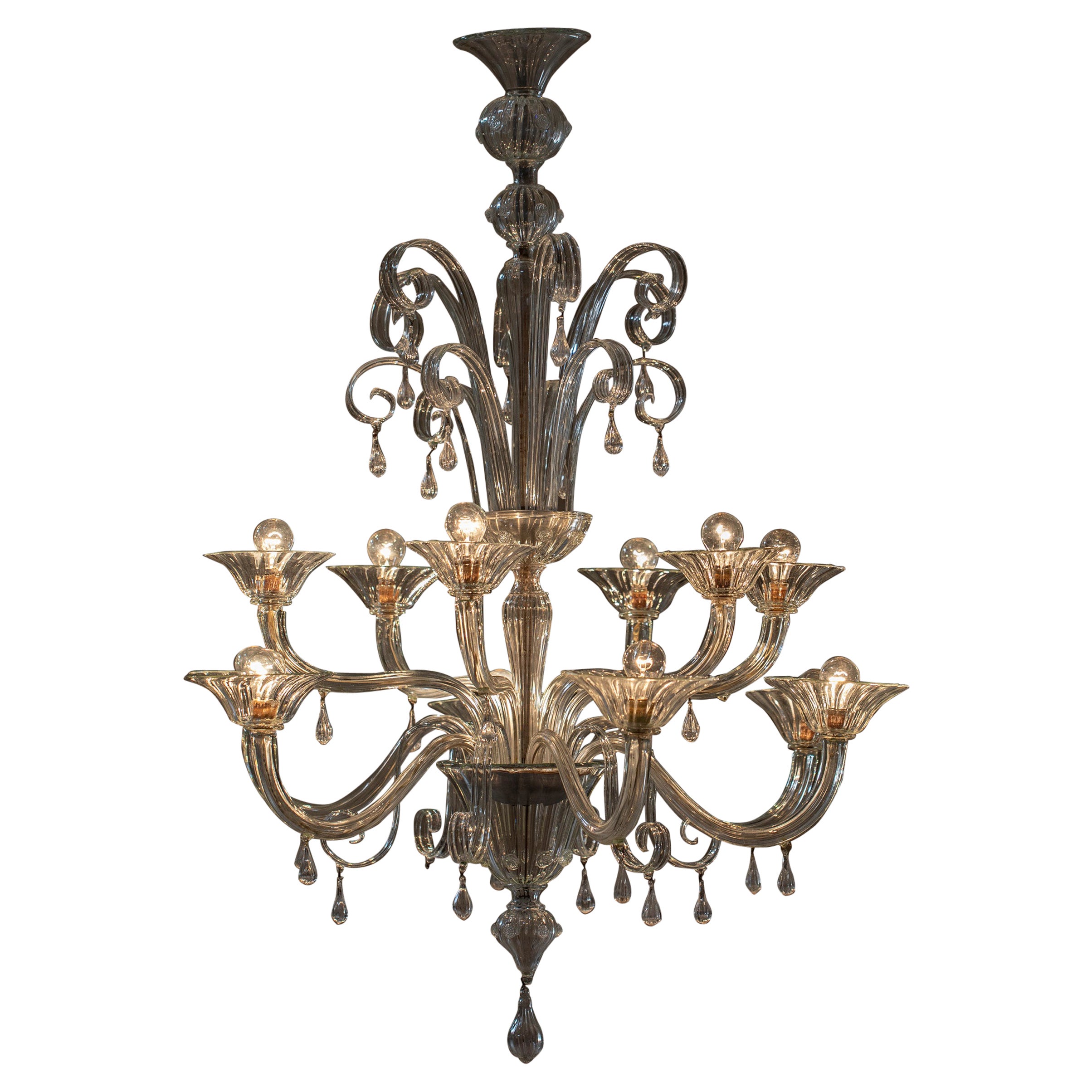 Murano Large Glass Chandelier For Sale at 1stDibs