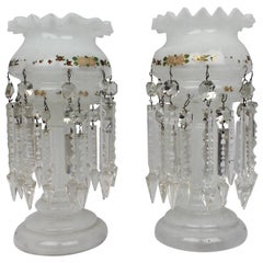 Antique Pair of Victorian Glass Lustres