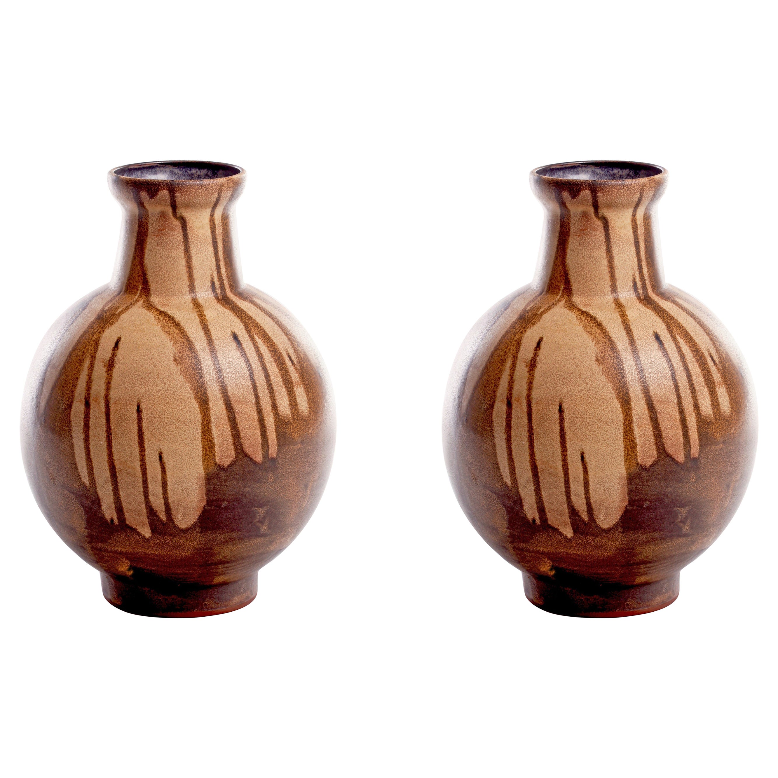Pair of Karlsruhe Sculptural German Vases For Sale