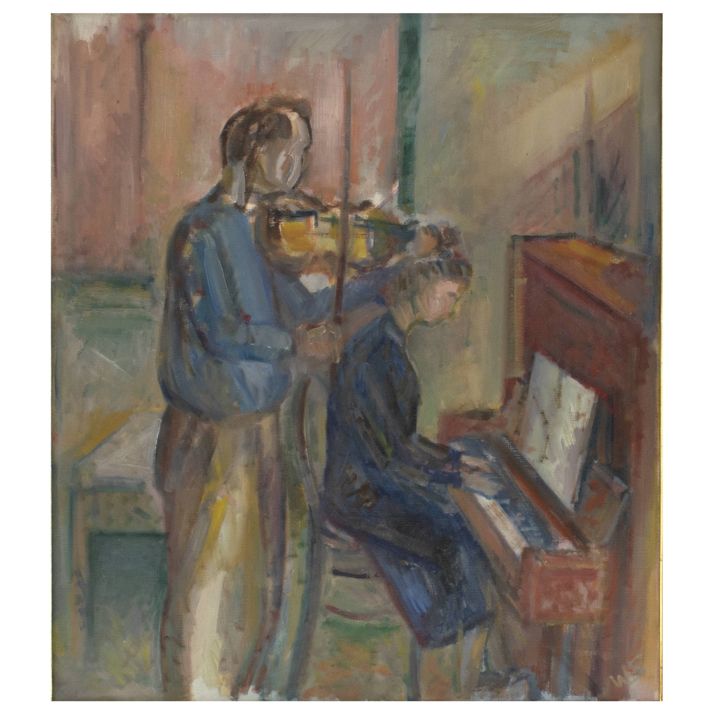 William Scharff, Couple Playing Violin & Piano For Sale