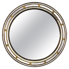 Venetian Style Round Mirror with Brass Details