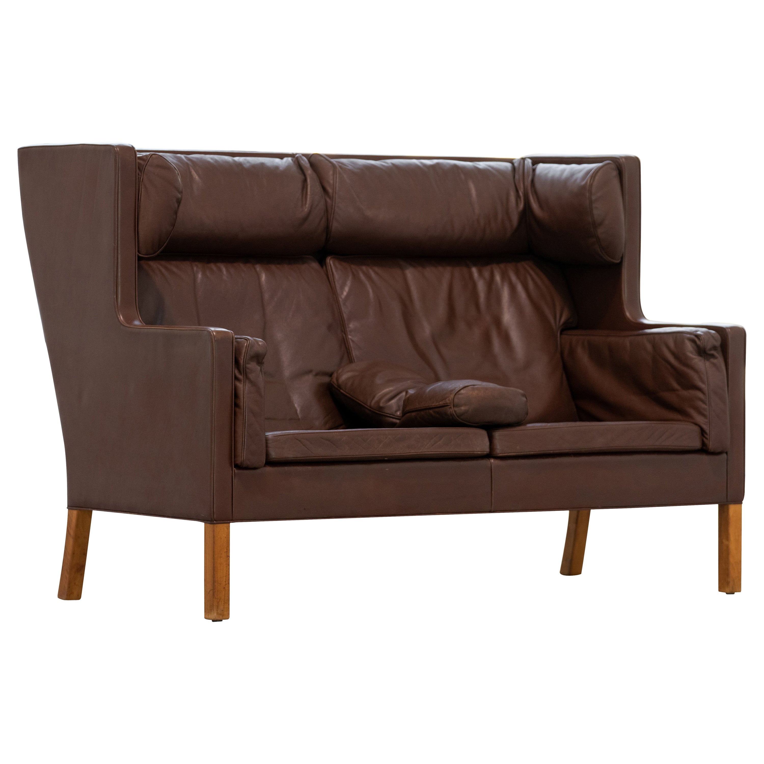 Børge Mogensen, Coupé Sofa in Chocolate Leather, 1971 for Fredericia, Denmark