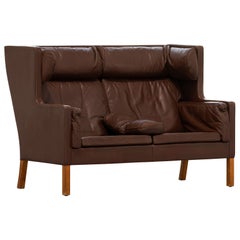 Borge Mogensen Sofa Coupé brown leather 1971 for Fredericia Denmark Mid Century