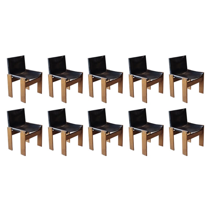 Afra & Tobia Scarpa "Monk" Chairs for Molteni, 1974, Set of 10