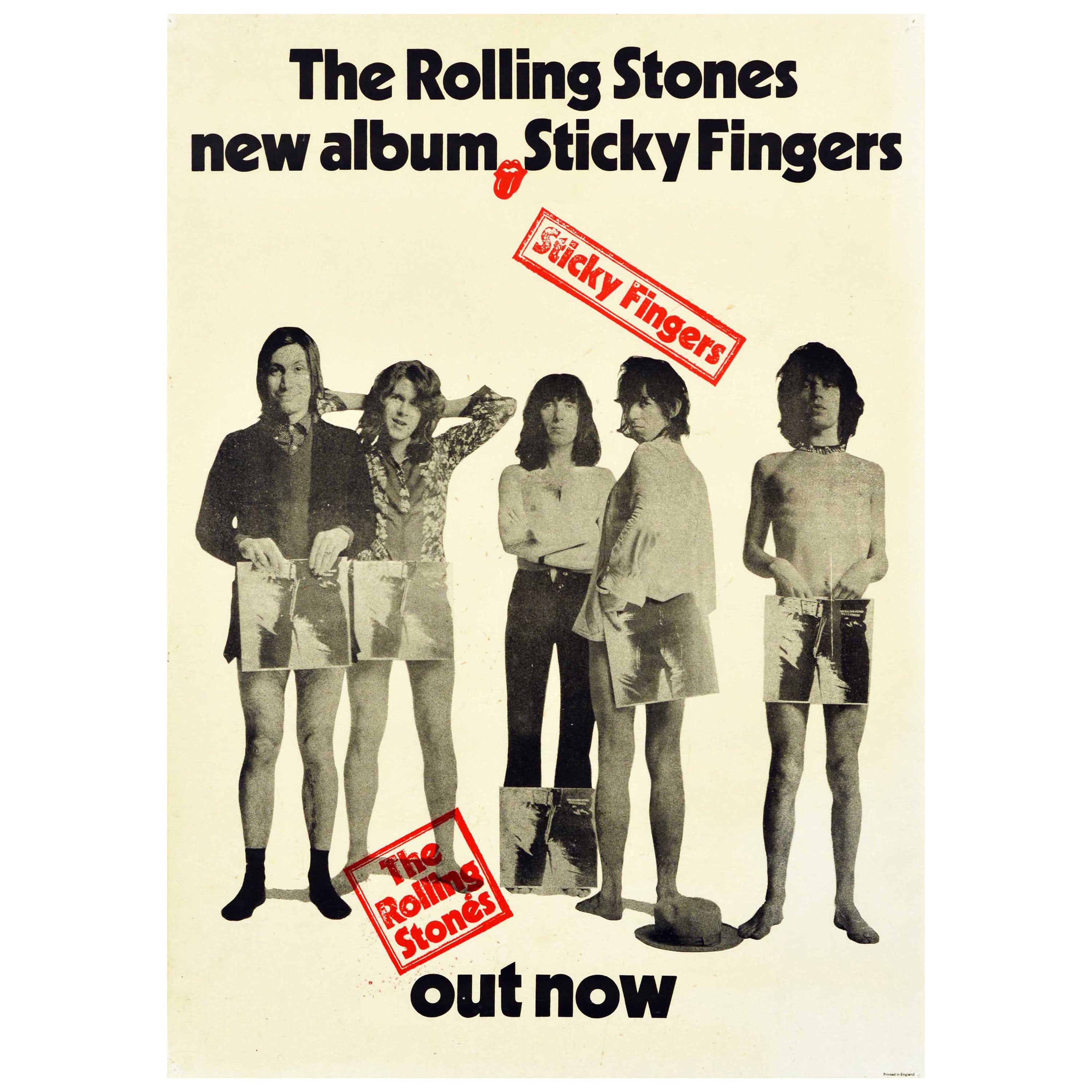 Original Vintage Music Advertising Poster Rolling Stones Sticky Fingers Warhol