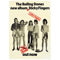 Original Vintage Music Advertising Poster Rolling Stones Sticky Fingers Warhol
