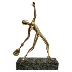 Large Tennis Player Sculpture in Solid Brass