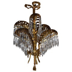 Antique Gilt Bronze Chandelier with Palm Trees