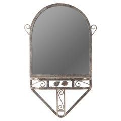Specchio da parete in ferro battuto d'epoca Art Deco Mirror con console in marmo, Strens